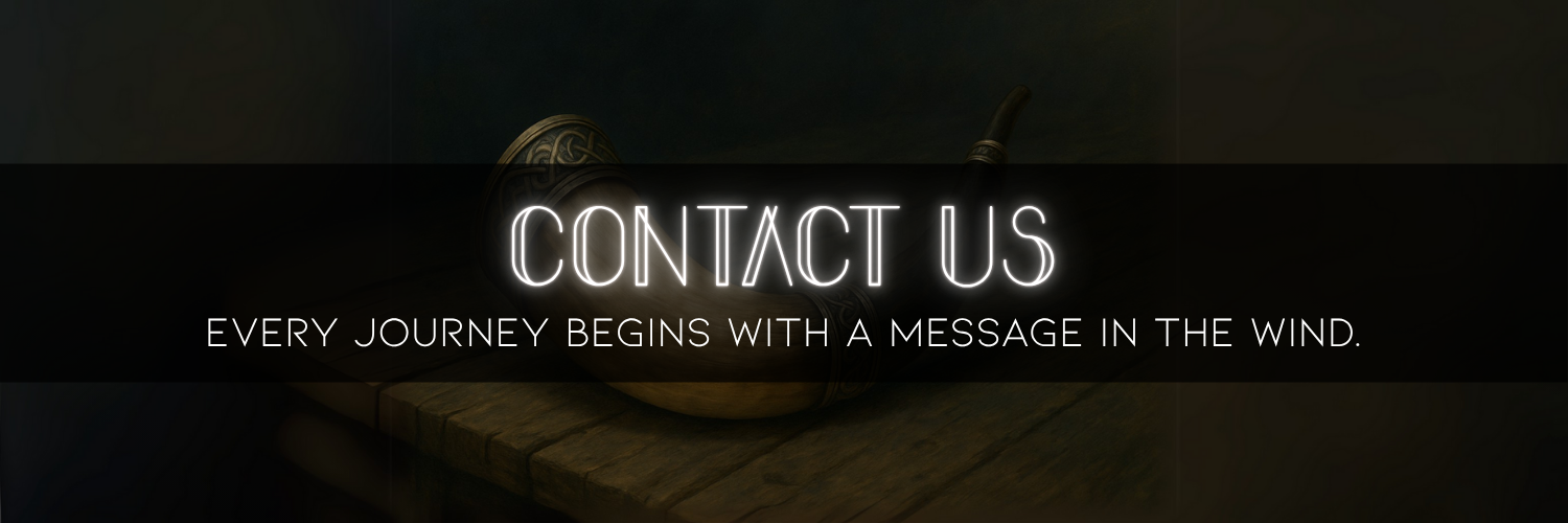 Contact Njord Craft – Viking horn on wooden table symbolizing communication and connection for expert boat refurbishment and restoration services.